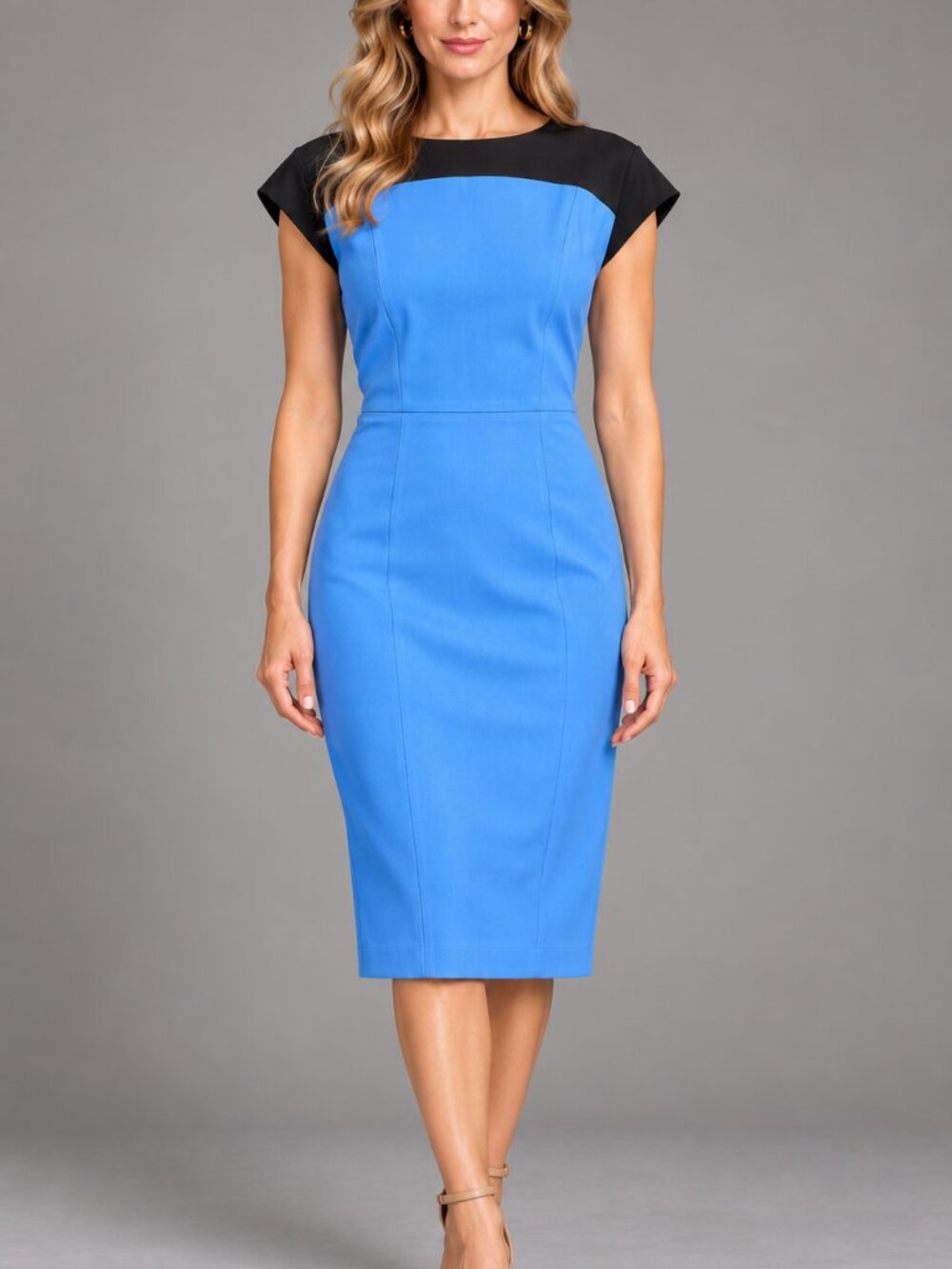 NEW Brooks Brothers Cobalt Blue & Black Colorblock Wool Sheath Dress Sz 14